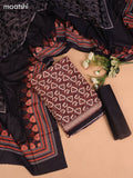 Cotton dress material black and beige with allover geometric prints and bottom & dupatta