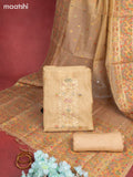 Munga cotton dress material sandal with woven buttas & beaded zardosi work neck pattern and bottom & thread zari dupatta