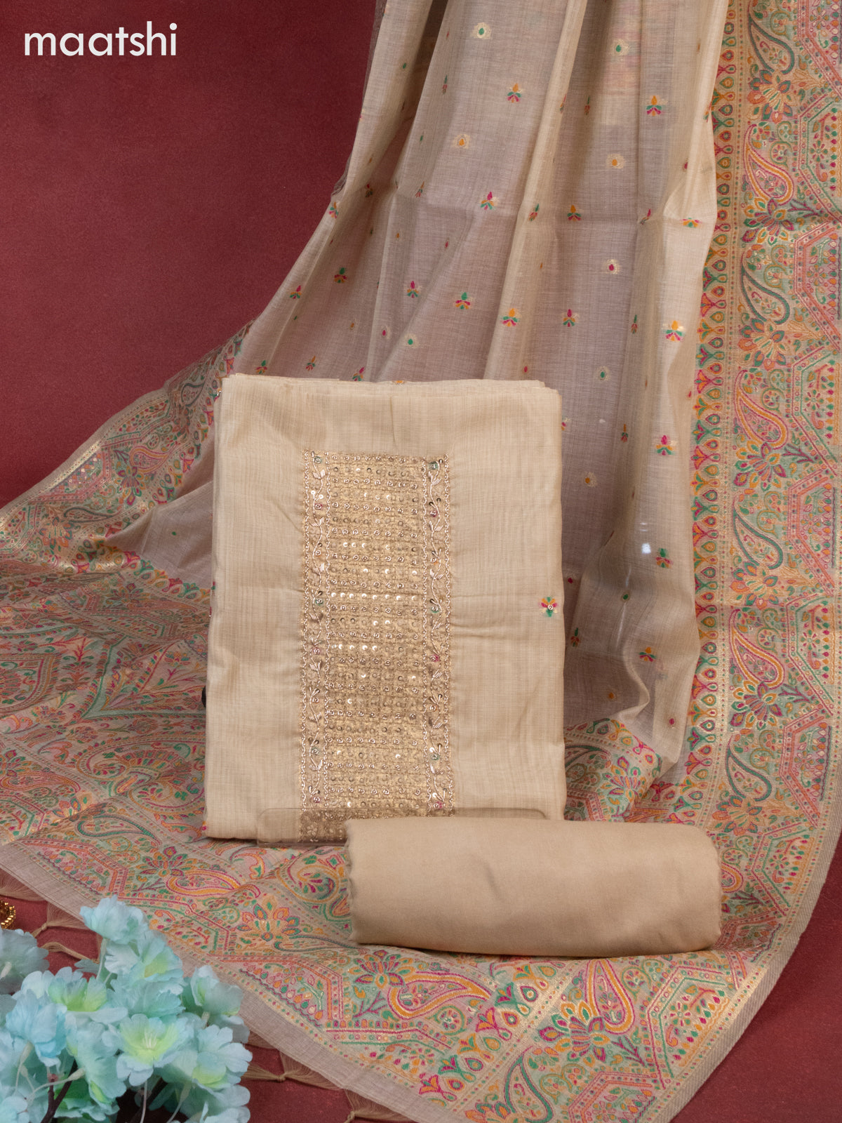 embroidered dress material Bilqis B 17 A And B Faux Georgette Embroidered Pakistani dress material