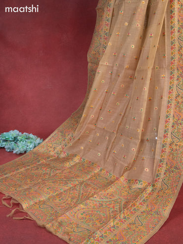 Munga cotton dress material sandal with woven buttas & beaded zardosi work neck pattern and bottom & thread zari dupatta