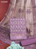Munga cotton dress material purple shade with allover floral buttas & sequin kantha stich work and bottom & dupatta