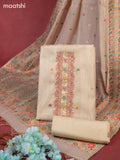Munga cotton dress material beige with woven buttas & sequin beaded work neck pattern and bottom & thread zari dupatta