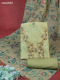Munga cotton dress material green with woven buttas & embroidery work neck pattern and bottom & thread zari dupatta