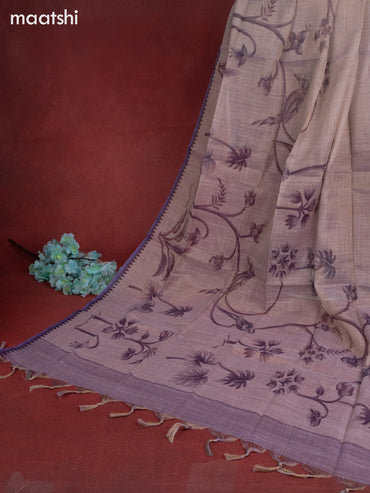 Tissue linen dress material pastel purple shade and purple shade with sequin & kantha stich work and bottom & printed dupatta