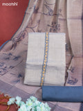 Tissue linen dress material greyish blue with sequin & kantha stich work and bottom & printed dupatta