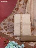 Tissue linen dress material beige and khaki shade with sequin & kantha stich work and bottom & printed dupatta