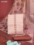 Tissue linen dress material mild peach and brown with sequin & kantha stich work and bottom & printed dupatta