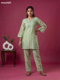 Pista Green Chanderi Embroidery Work Short Co-Ord Set