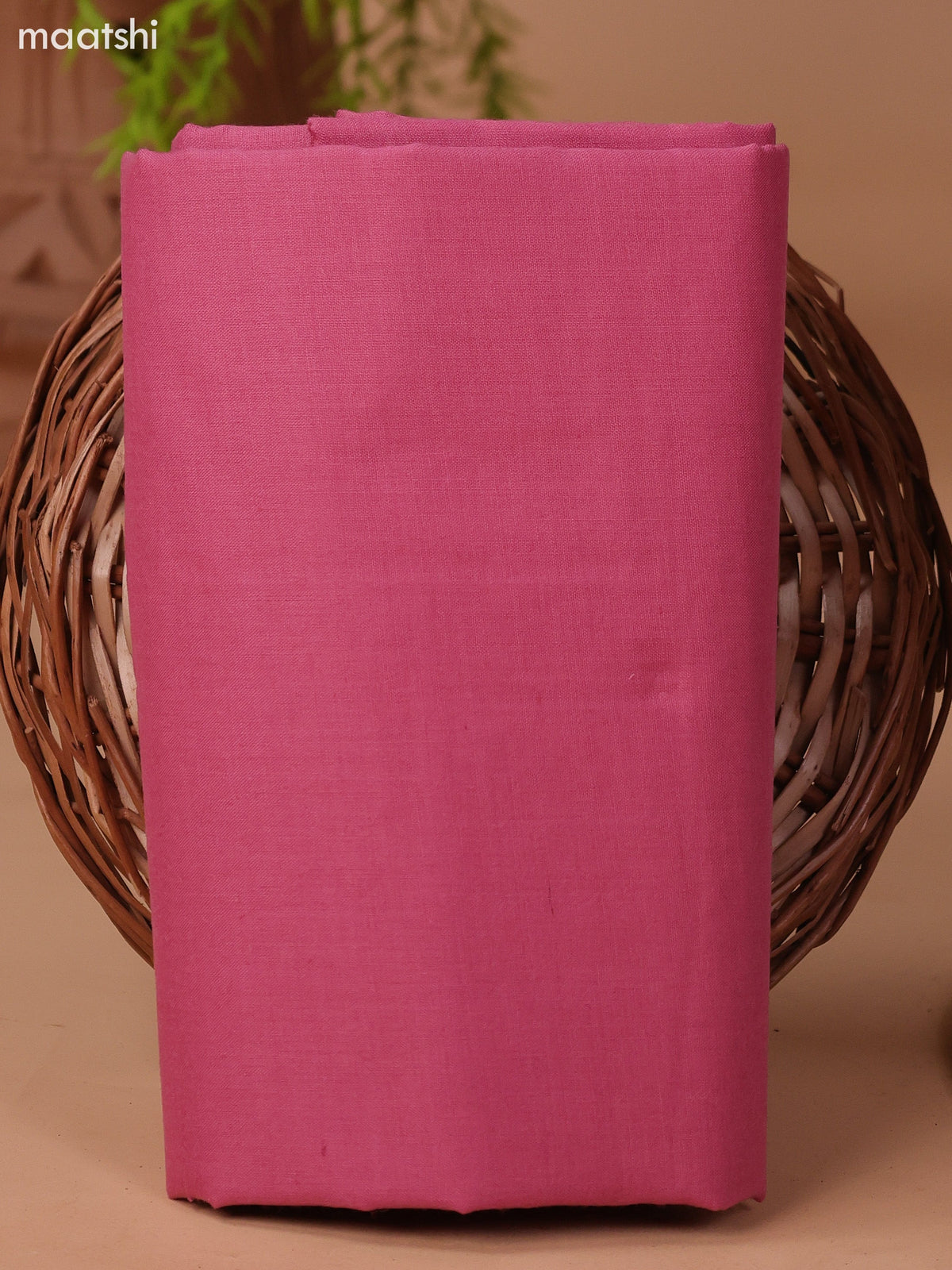 Dark Pink and Off White Cotton Dress Material With Ikat Weaves & Embroidery Work Neck Pattern and Bottom & Dupatta
