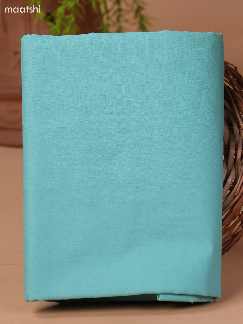 Pastel Green and Off White Cotton Dress Material With Ikat Weaves & Embroidery Work Neck Pattern and Bottom & Dupatta