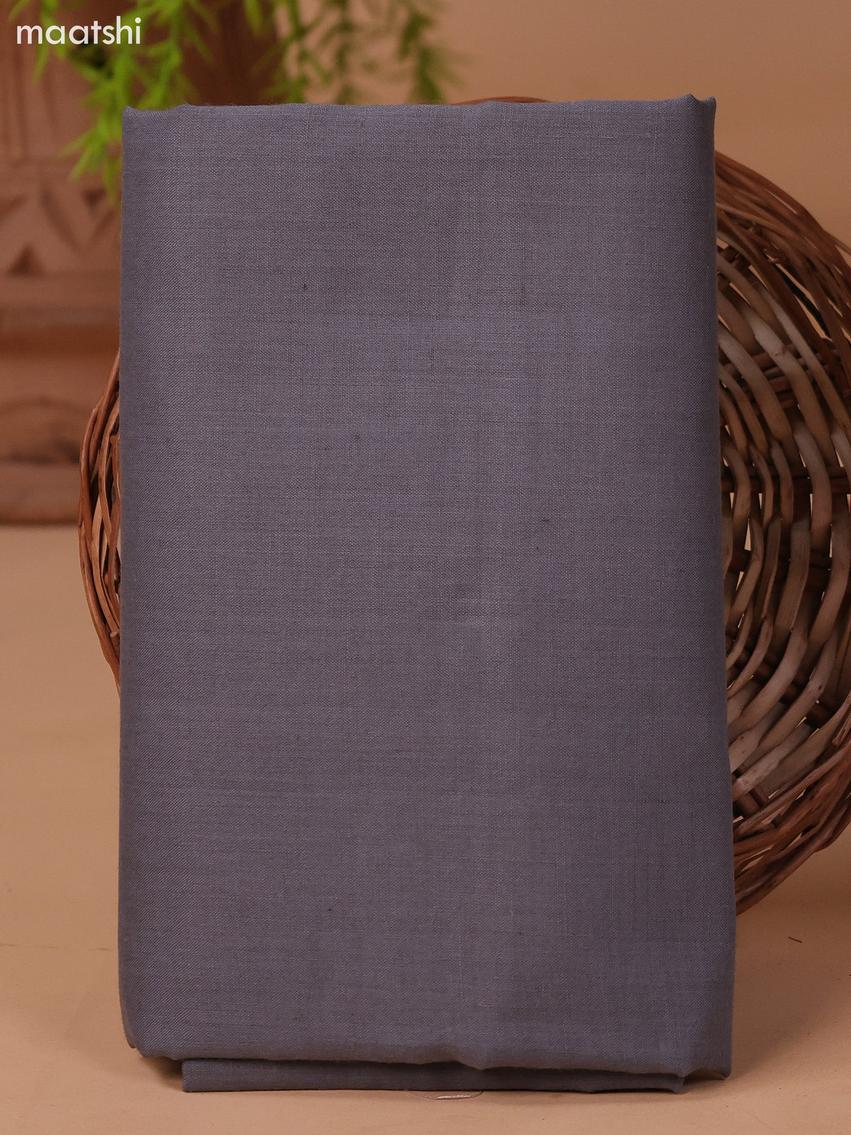 Grey and Off White Cotton Dress Material With Ikat Weaves & Embroidery Work Neck Pattern and Bottom & Dupatta