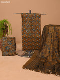 Mustard Green and Teal Green Cotton Dress Material With Floral Butta Prints & Embroidery Work Neck Pattern and Bottom & Dupatta