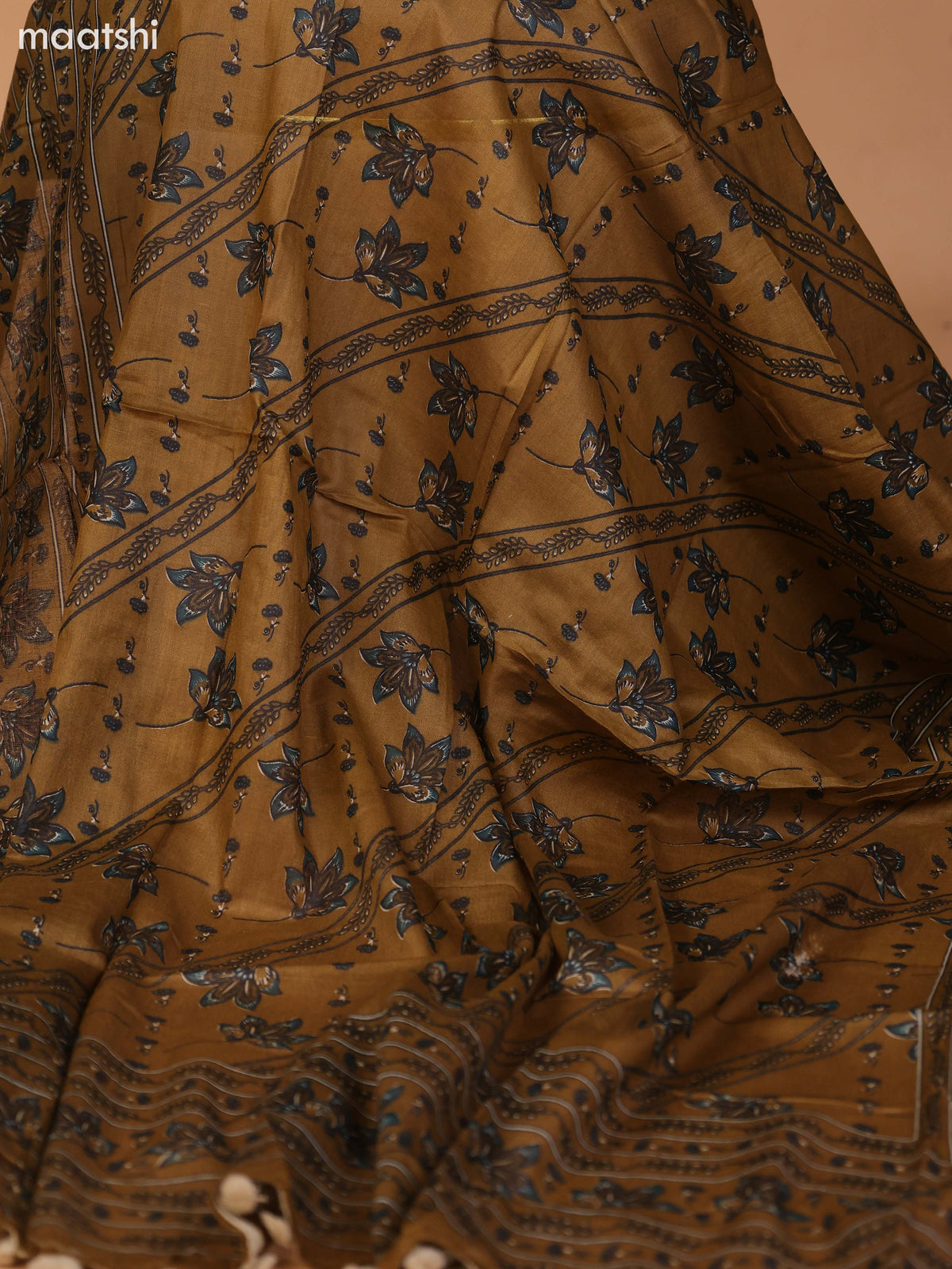 Mustard Green and Teal Green Cotton Dress Material With Floral Butta Prints & Embroidery Work Neck Pattern and Bottom & Dupatta