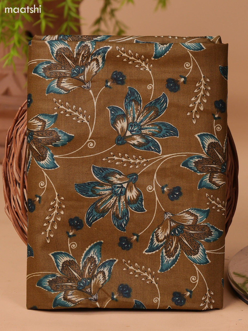 Mustard Green and Teal Green Cotton Dress Material With Floral Butta Prints & Embroidery Work Neck Pattern and Bottom & Dupatta