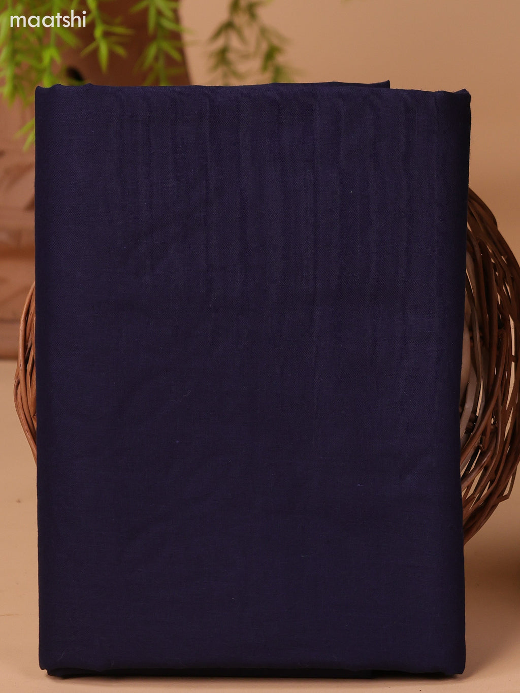 Navy Blue and Off White Cotton Dress Material With Ajrakh Prints & Patch Work Neck Pattern and Bottom & Dupatta