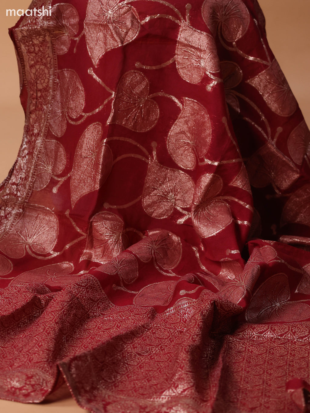 Maroon Cotton Dress Material With Plain Body & Embroidery Work Neck Pattern and Bottom & Dupatta