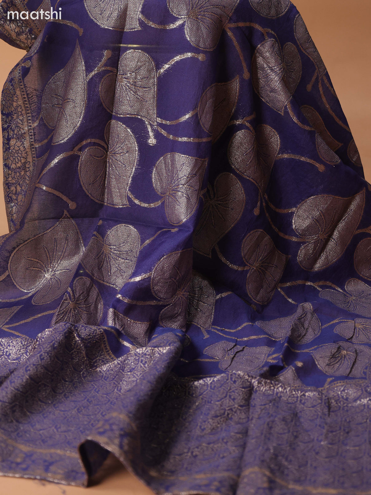 Dark Blue Cotton Dress Material With Plain Body & Embroidery Work Neck Pattern and Bottom & Dupatta