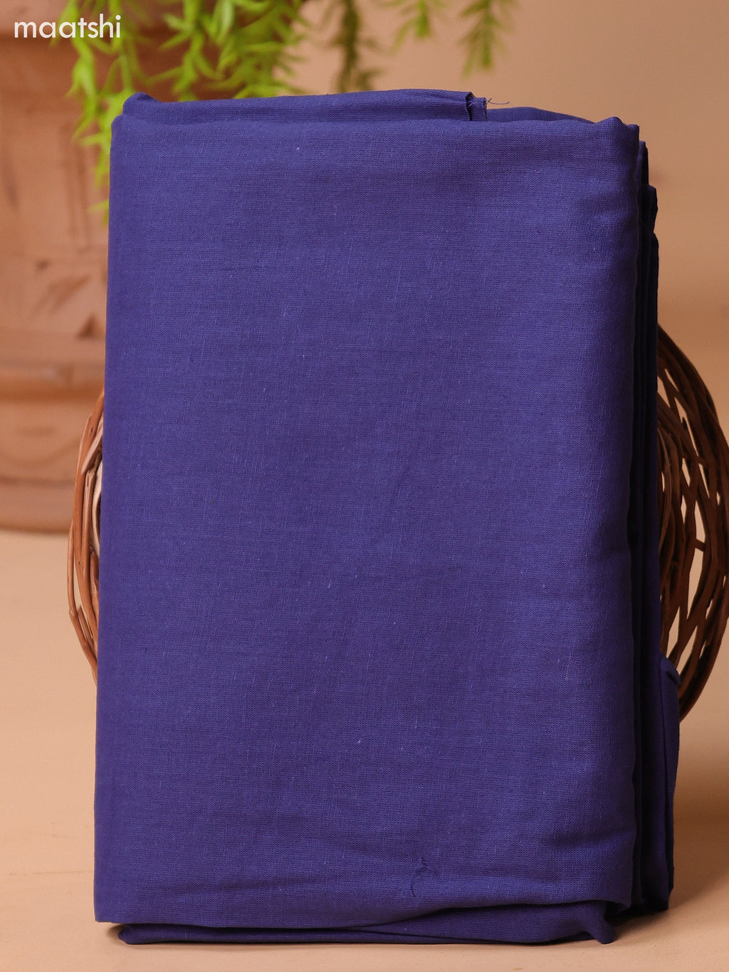 Dark Blue Cotton Dress Material With Plain Body & Embroidery Work Neck Pattern and Bottom & Dupatta