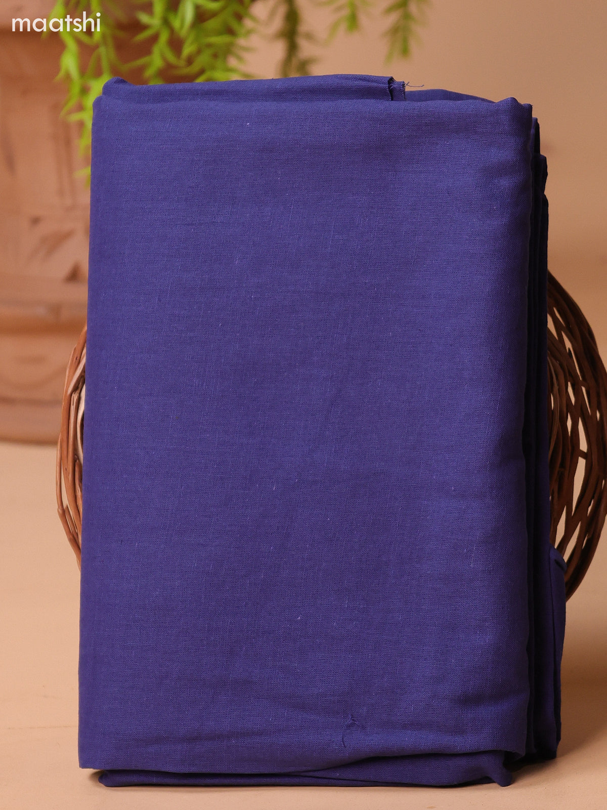 Dark Blue Cotton Dress Material With Plain Body & Embroidery Work Neck Pattern and Bottom & Dupatta