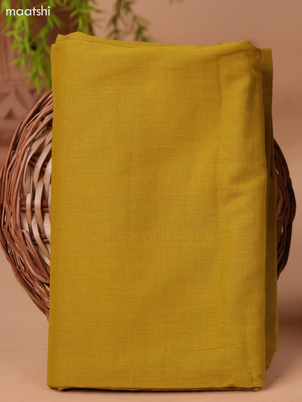 Mustard Yellow Cotton Dress Material With Plain Body & Embroidery Work Neck Pattern and Bottom & Dupatta
