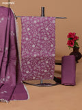 Pastel Purple and Off White Kota Dress Material With Allover Embroidery Work Pattern and Bottom & Dupatta