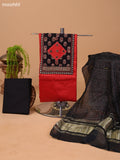 Rustic Orange and Black Cotton Dress Material With Plain Body & Patch Work Neck Pattern and Bottom & Bandhani Prints Dupatta