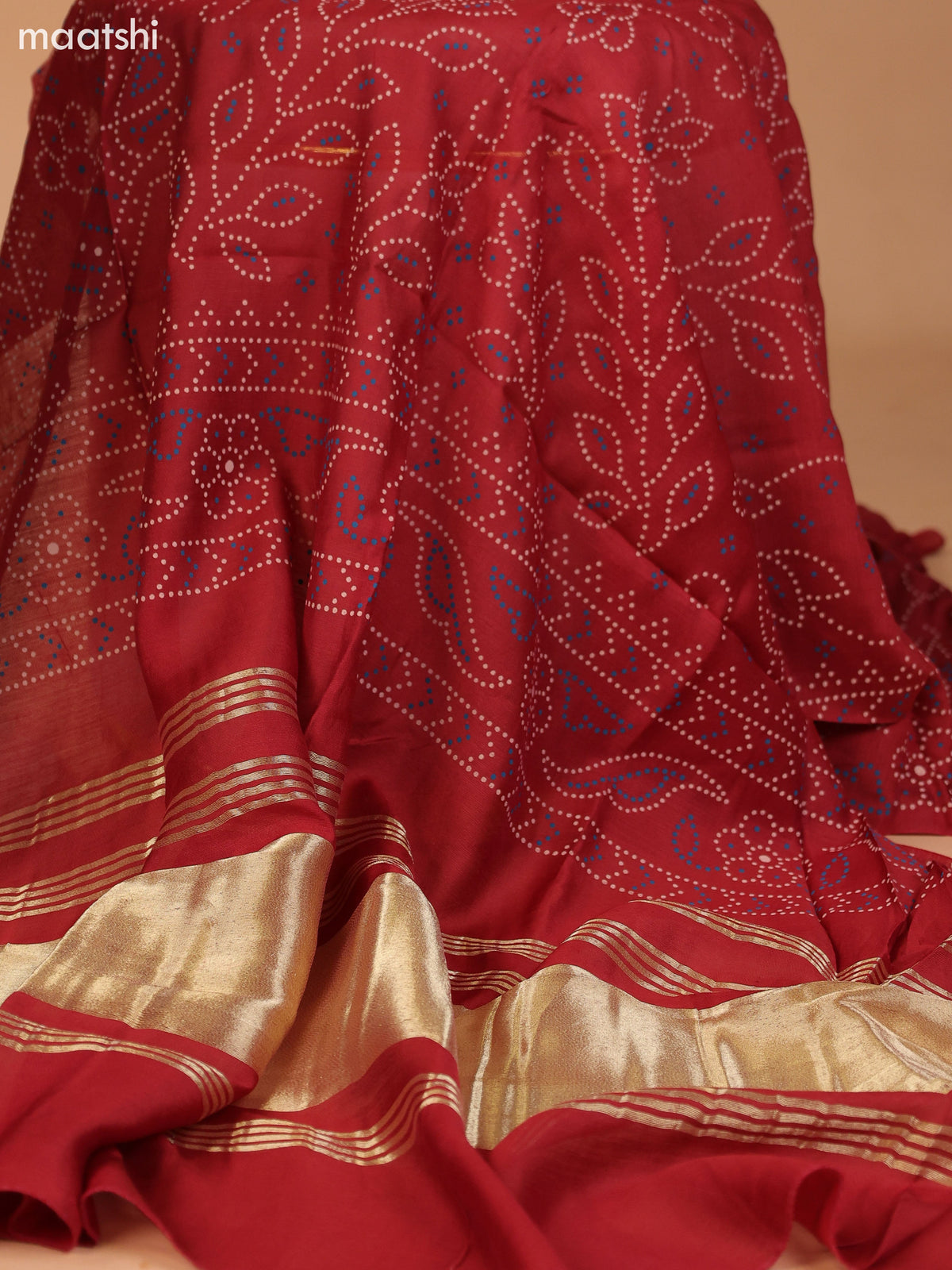 Peacock Green and Dark Rust Cotton Dress Material With Plain Body & Patch Work Neck Pattern and Bottom & Bandhani Prints Dupatta