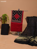 Maroon and Black Cotton Dress Material With Plain Body & Patch Work Neck Pattern and Bottom & Bandhani Prints Dupatta