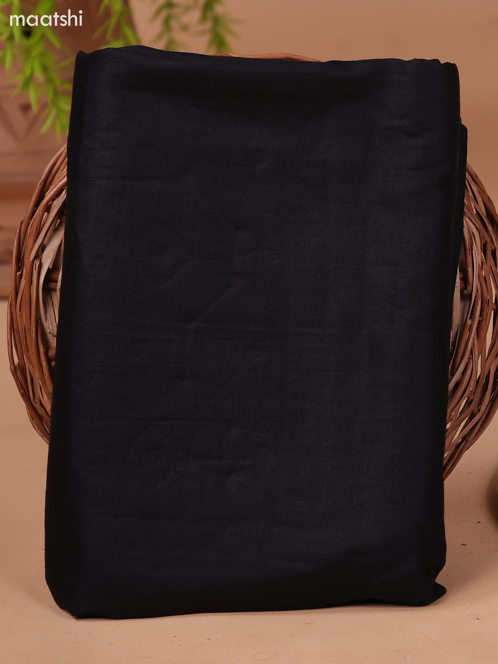 Reddish Pink and Black Cotton Dress Material With Plain Body & Patch Work Neck Pattern and Bottom & Dupatta