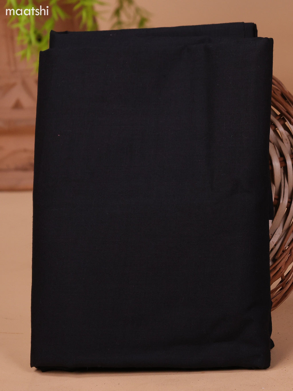 Black and Beige Cotton Dress Material With Kalamkari Prints & Patch Work Neck Pattern and Bottom & Dupatta