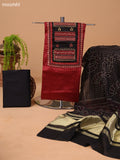 Dark Rust and Black Cotton Dress Material With Plain Body & Embroidery Work Neck Pattern and Bottom & Bandhani Prints Dupatta