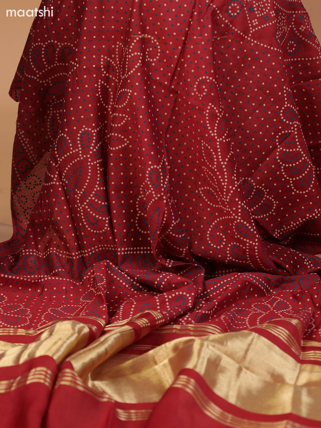 Dark Peacock Green and Rust Cotton Dress Material With Plain Body & Embroidery Work Neck Pattern and Bottom & Bandhani Prints Dupatta