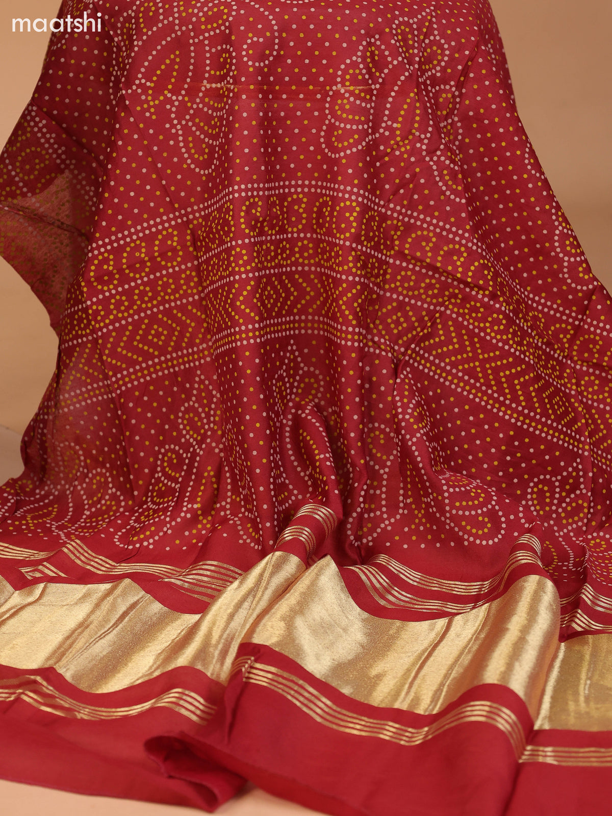 Mustard Yellow and Rust Cotton Dress Material With Plain Body & Embroidery Work Neck Pattern and Bottom & Bandhani Prints Dupatta
