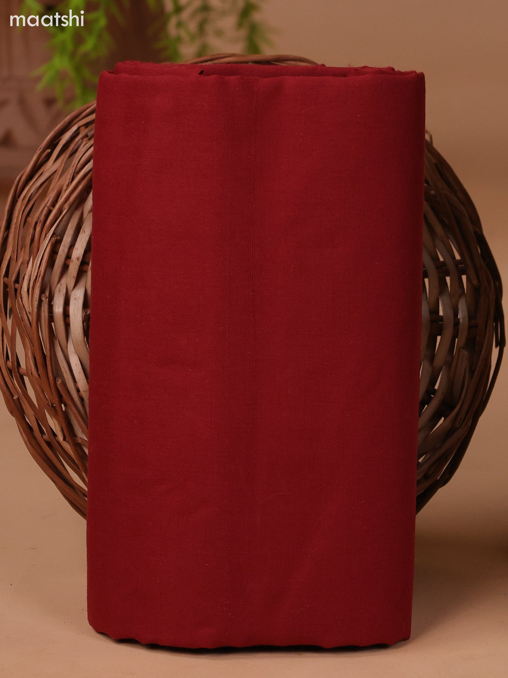 Mehendi Green and Maroon Cotton Dress Material With Block Prints & Embroidery Work Neck Pattern and Bottom & Dupatta