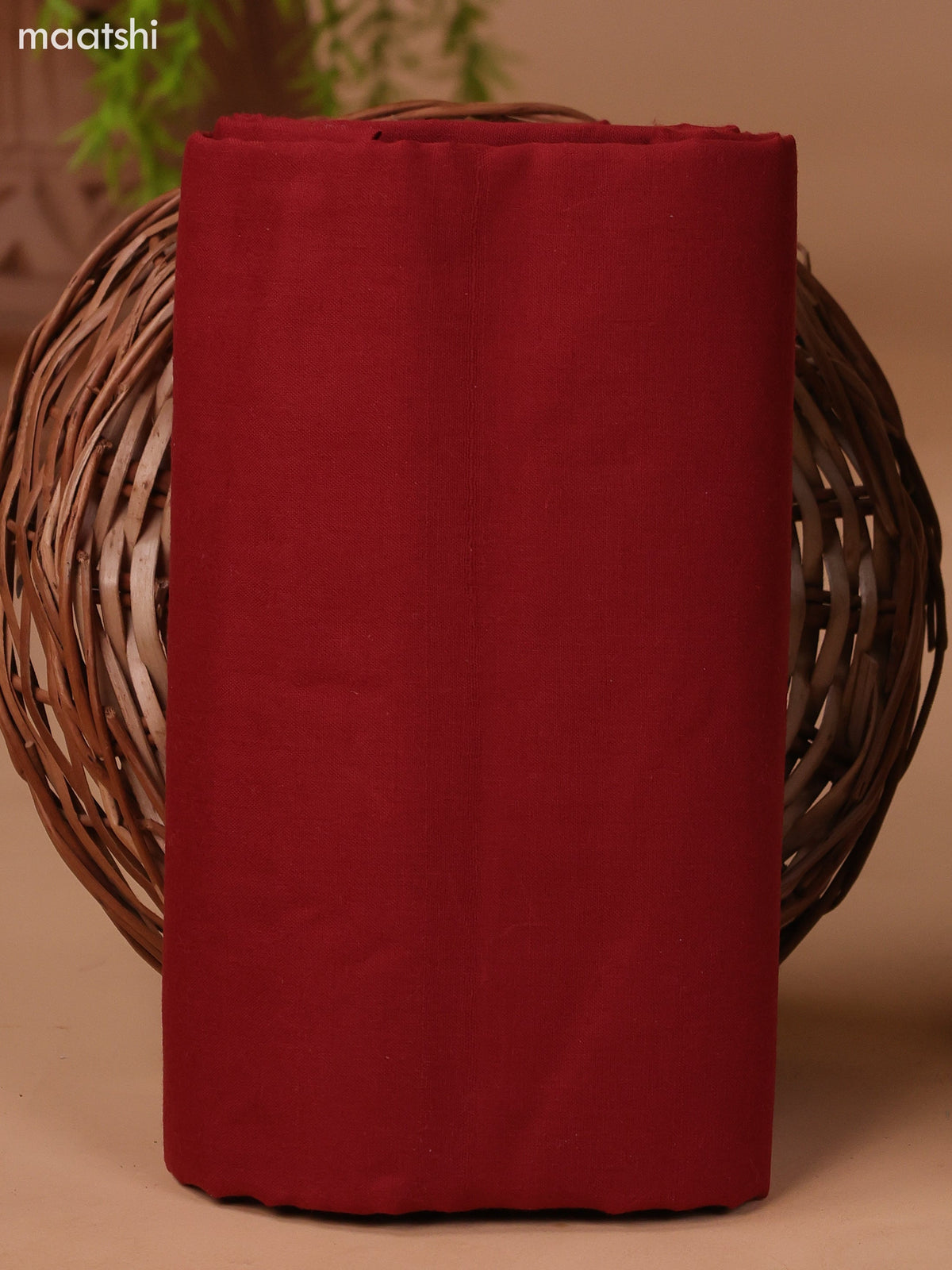 Mehendi Green and Maroon Cotton Dress Material With Block Prints & Embroidery Work Neck Pattern and Bottom & Dupatta