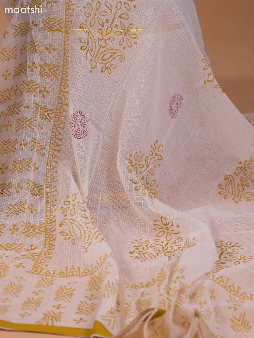 Mustard Yellow and Dark Rust Cotton Dress Material With Block Prints & Embroidery Work Neck Pattern and Bottom & Dupatta