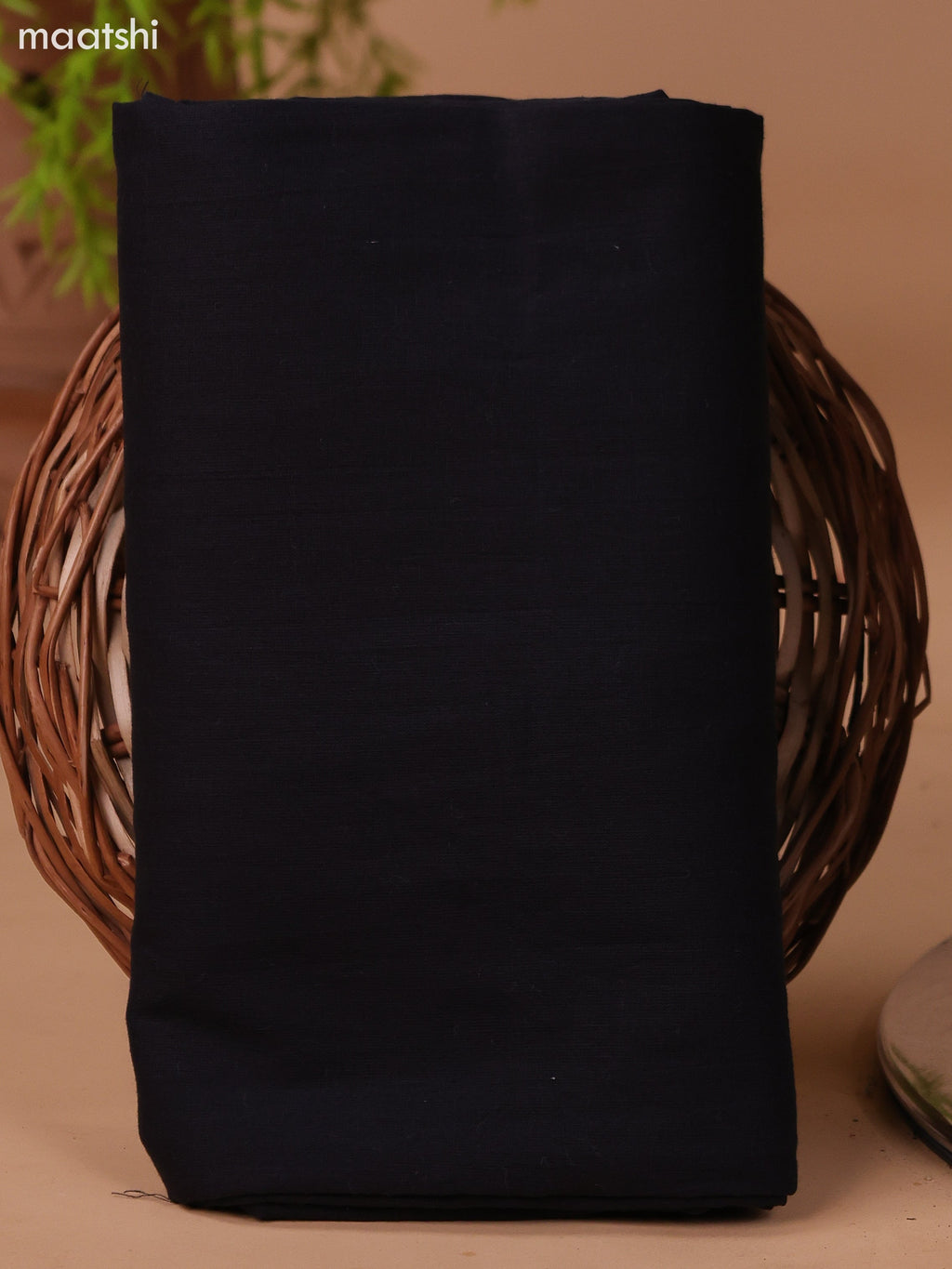 Teal Blue and Black Cotton Dress Material With Block Prints & Embroidery Work Neck Pattern and Bottom & Dupatta