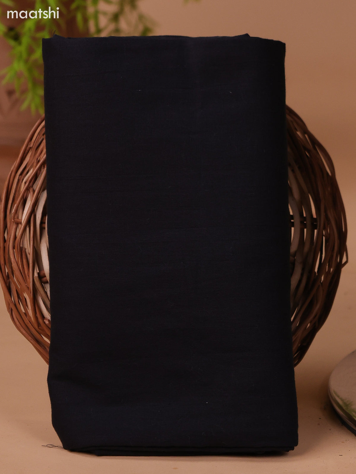 Teal Blue and Black Cotton Dress Material With Block Prints & Embroidery Work Neck Pattern and Bottom & Dupatta