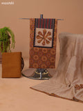 Dark Mustard and Beige Cotton Dress Material With Ajrakh Prints & Patch Work Neck Pattern and Bottom & Dupatta