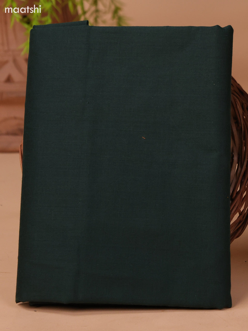 Green and Beige Cotton Dress Material With Ajrakh Prints & Patch Work Neck Pattern and Bottom & Dupatta
