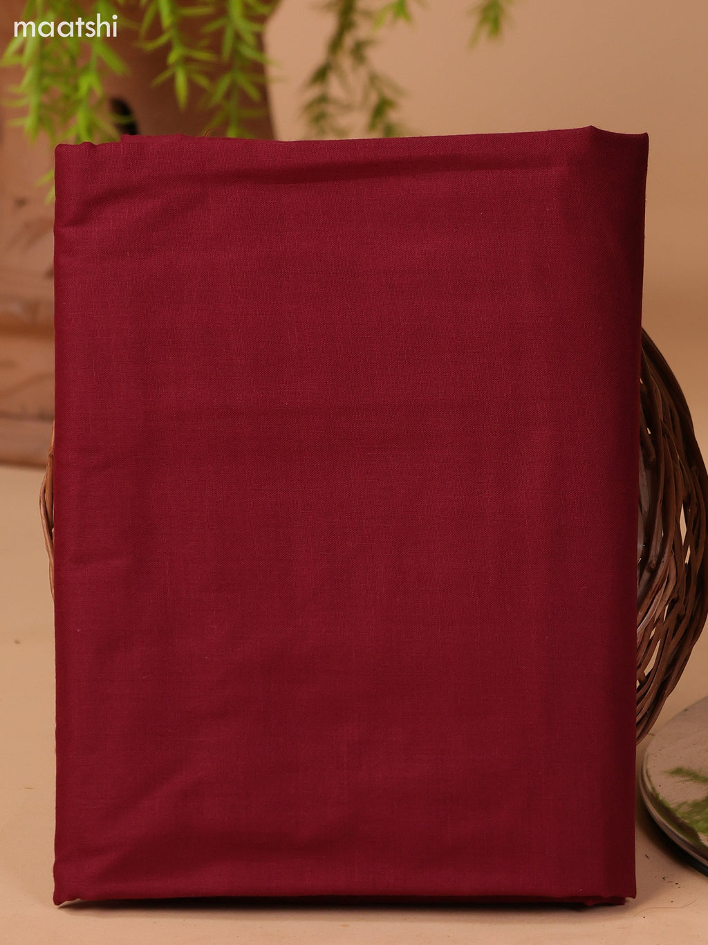 Maroon and Beige Cotton Dress Material With Ajrakh Prints & Patch Work Neck Pattern and Bottom & Dupatta