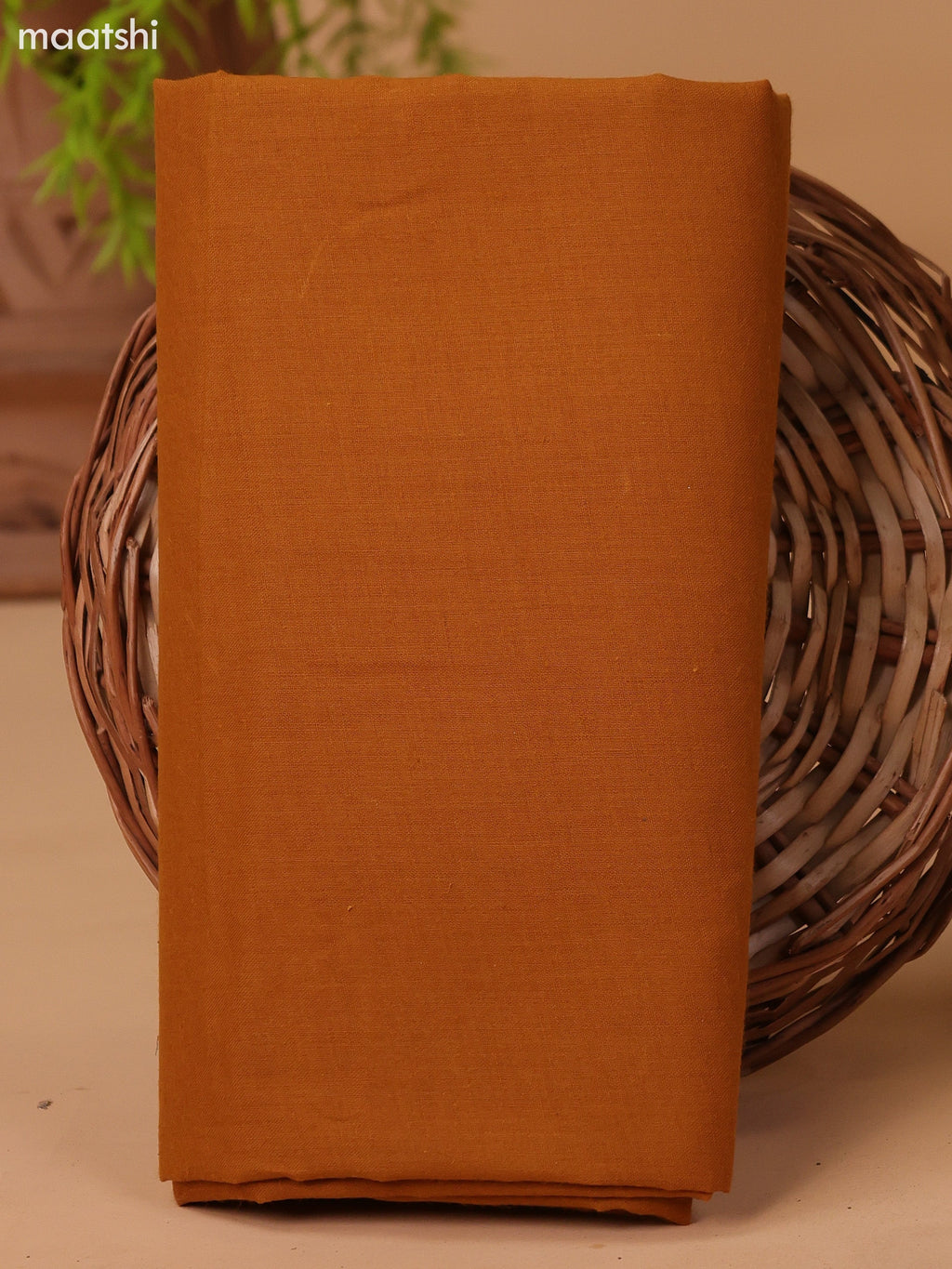 Dark Mustard and Beige Cotton Dress Material With Kalamkari Prints & Patch Work Neck Pattern and Bottom & Dupatta