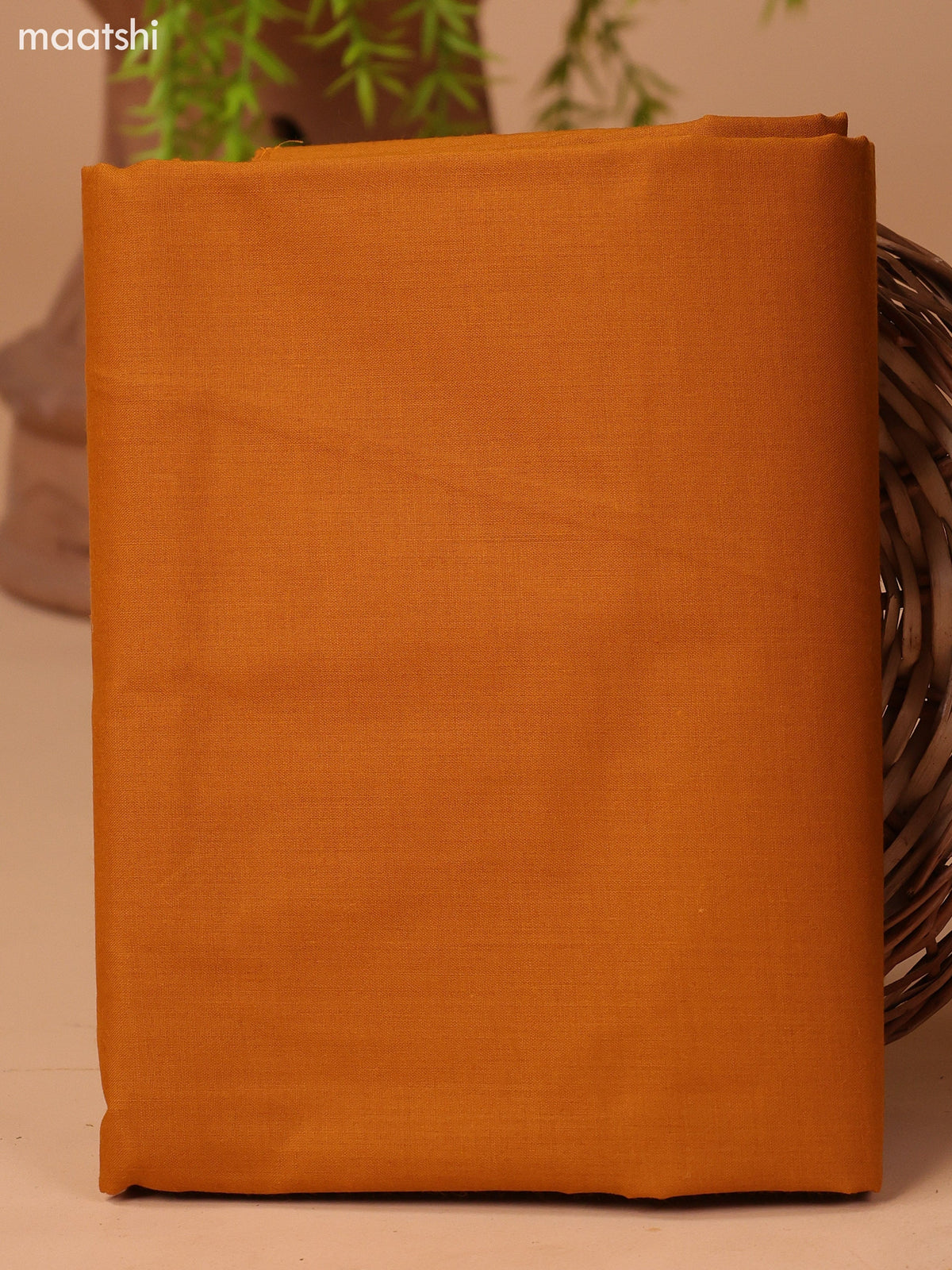 Mustard Yellow and Beige Cotton Dress Material With Kalamkari Prints & Patch Work Neck Pattern and Bottom & Dupatta