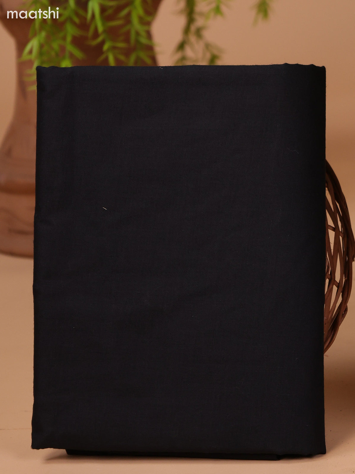 Black and Beige Cotton Dress Material With Kalamkari Prints & Patch Work Neck Pattern and Bottom & Dupatta