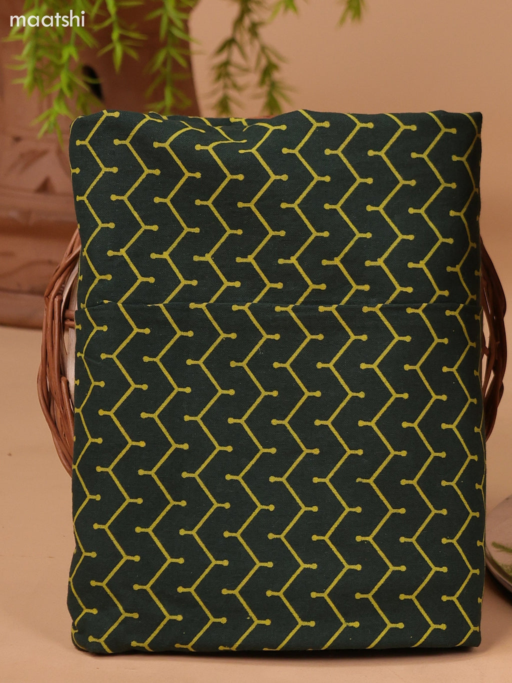 Mustard Yellow and Sap Green Cotton Dress Material With Allover Prints & Embroidery Work Neck Pattern and Bottom & Dupatta