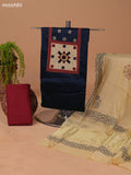 Sap Green and Mustard Green Cotton Dress Material With Plain Body & Embroidery Work Neck Pattern and Bottom & Dupatta