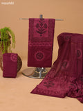 Deep Wine Shade Cotton Dress Material With Floral Prints and Bottom & Dupatta