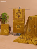 Mustard Yellow Cotton Dress Material With Floral Prints and Bottom & Dupatta