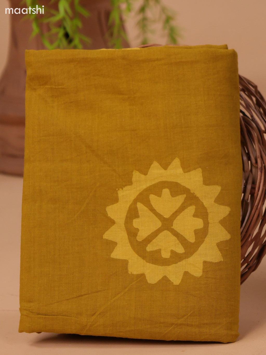 Mustard Yellow Cotton Dress Material With Floral Prints and Bottom & Dupatta