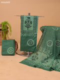 Pastel Green Cotton Dress Material With Floral Prints and Bottom & Dupatta